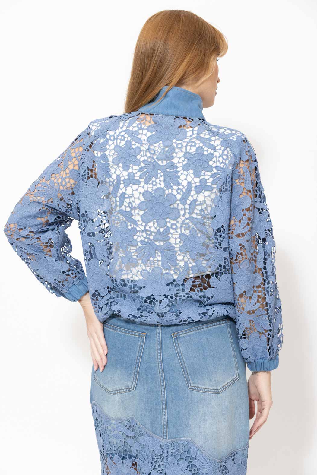 Blue Lace Bomber Jacket