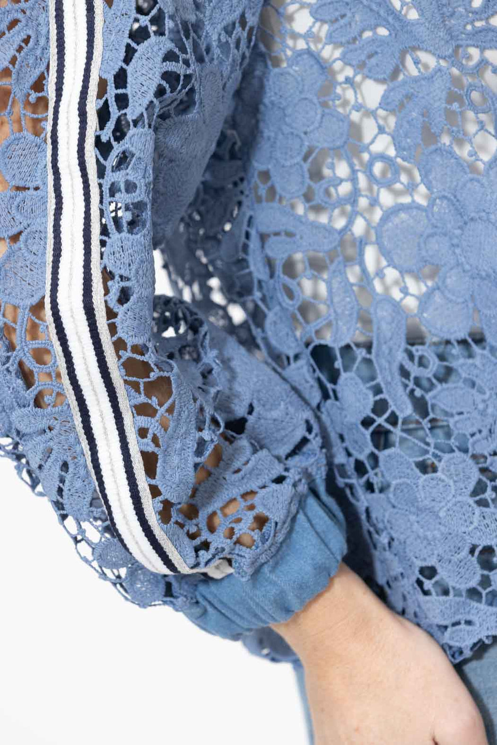 Blue Lace Bomber Jacket
