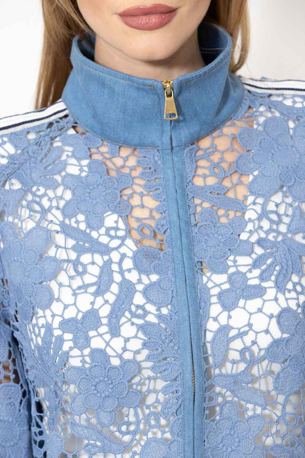 Blue Lace Bomber Jacket