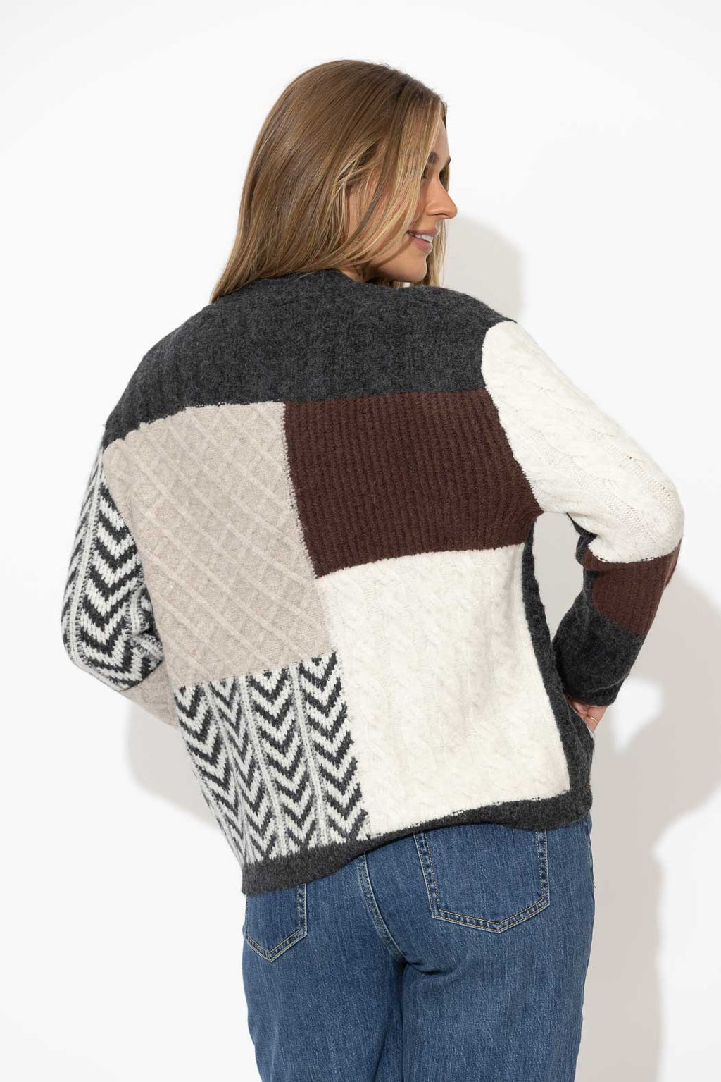 Patchwork Knit Cardigan