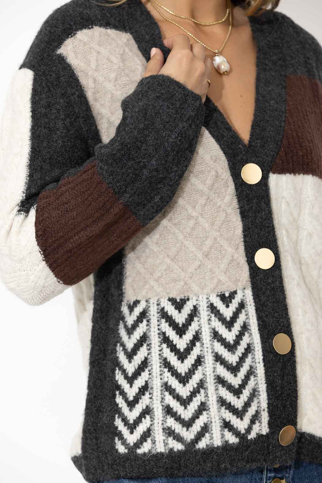Patchwork Knit Cardigan