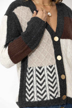 Patchwork Knit Cardigan