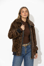 Leopard Faux Fur Bomber Jacket