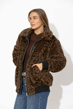Leopard Faux Fur Bomber Jacket