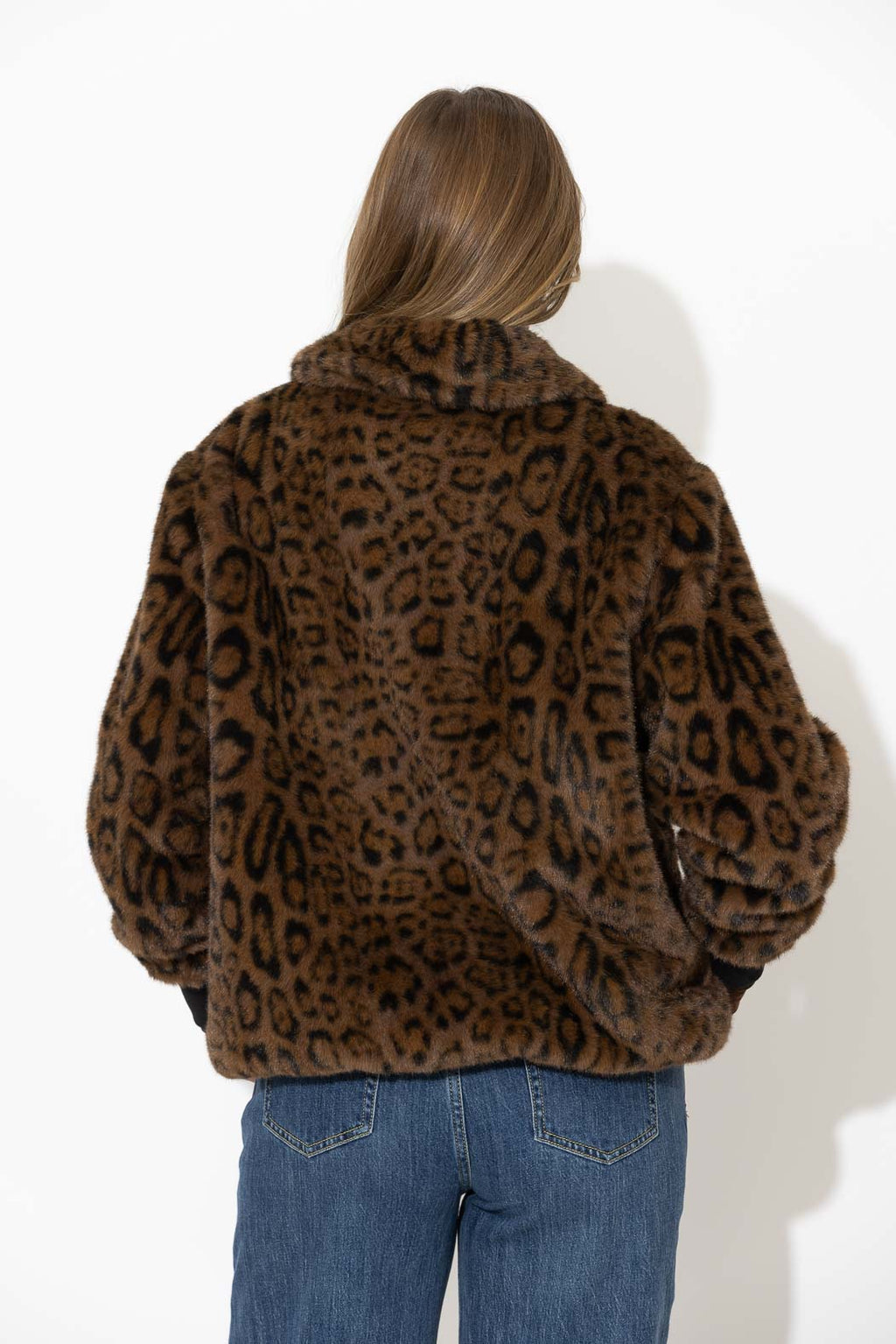 Leopard Faux Fur Bomber Jacket