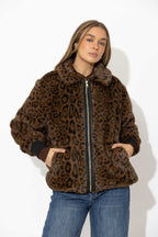 Leopard Faux Fur Bomber Jacket