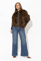 Leopard Faux Fur Bomber Jacket