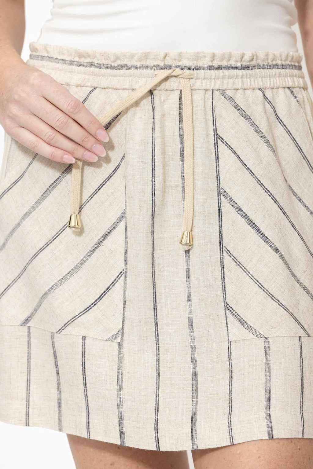 Oatmeal Linen Sport Mini Skirt
