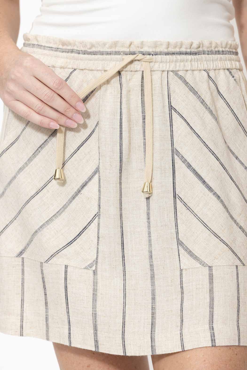 Oatmeal Linen Sport Mini Skirt