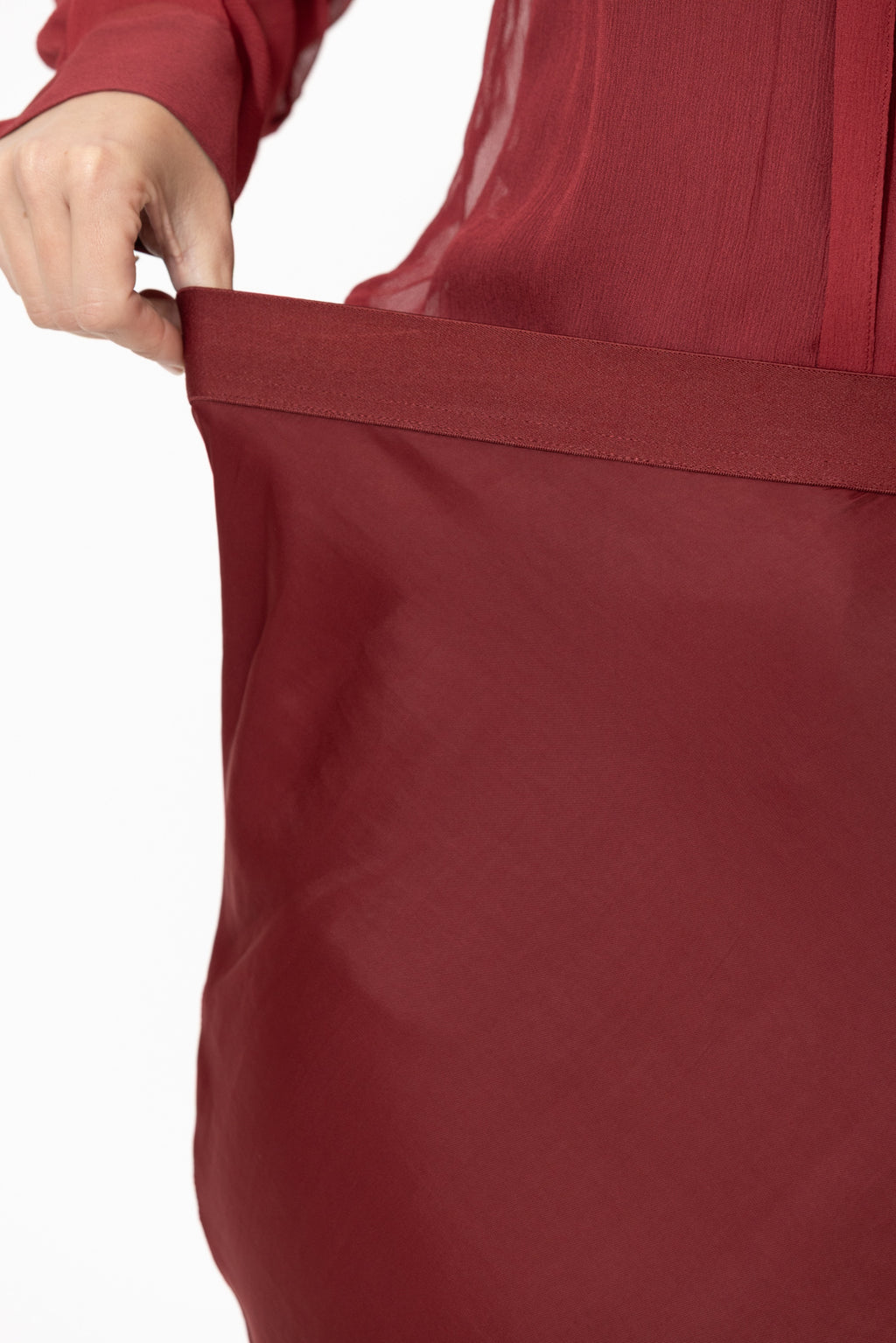 Burgundy Glow Lace Bias Skirt