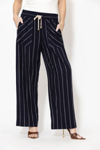 Navy Linen Drawstring Pant
