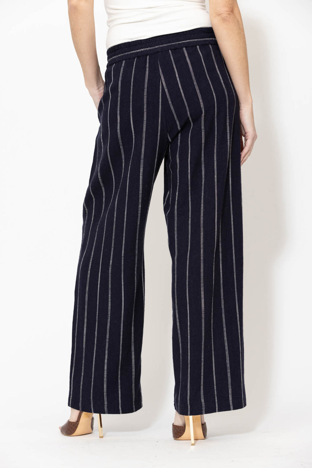Navy Linen Drawstring Pant