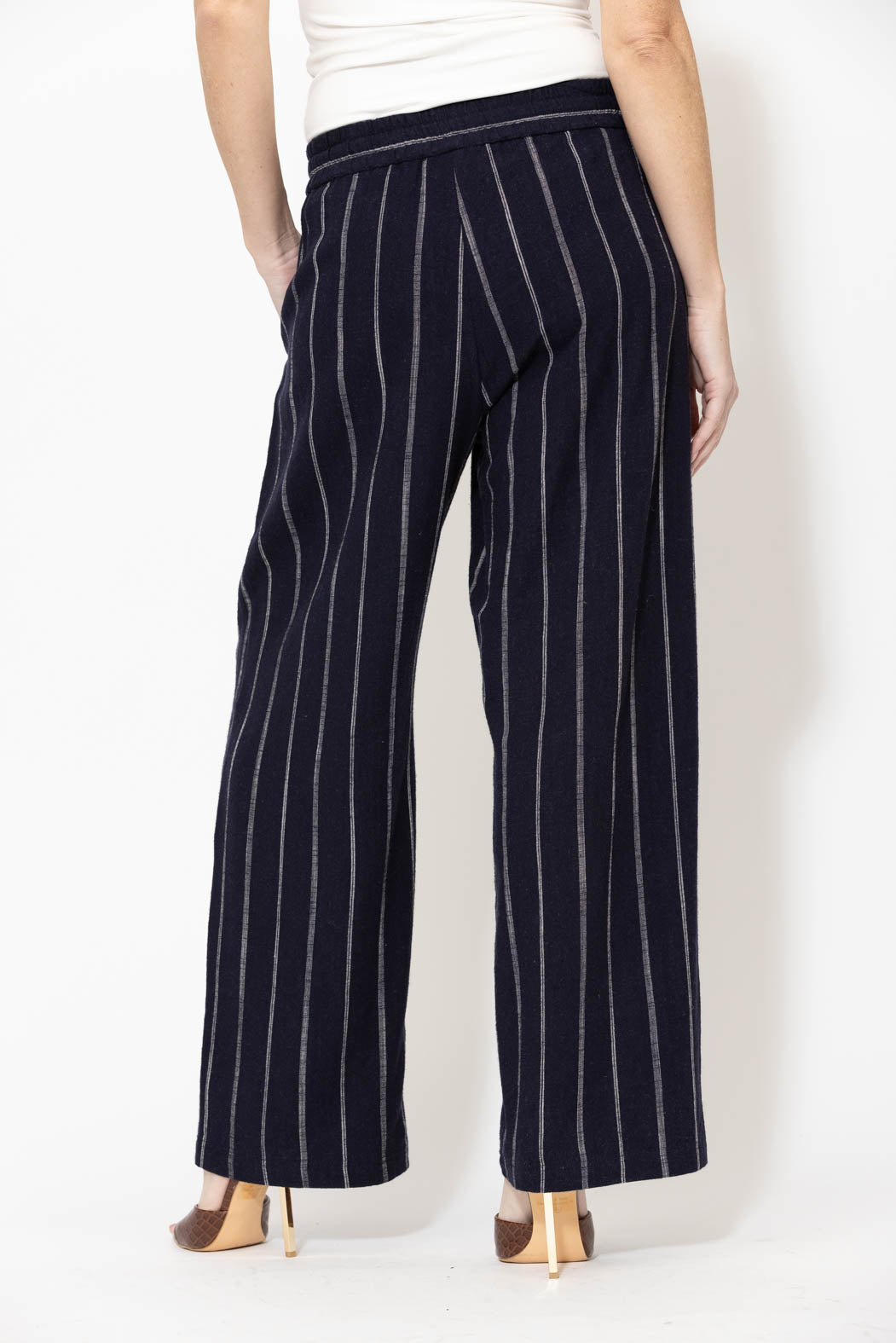 Navy Linen Drawstring Pant