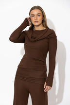 Chocolate Tencel Shawl Top