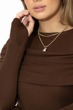 Chocolate Tencel Shawl Top