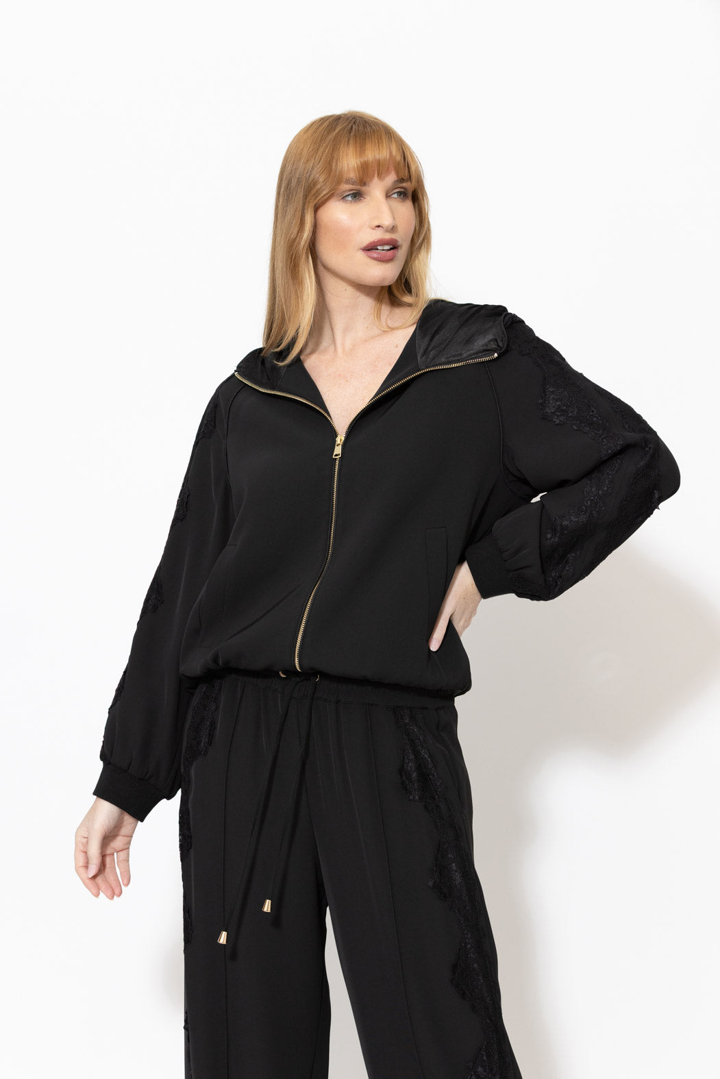 Black Euro Lace Hooded Jacket