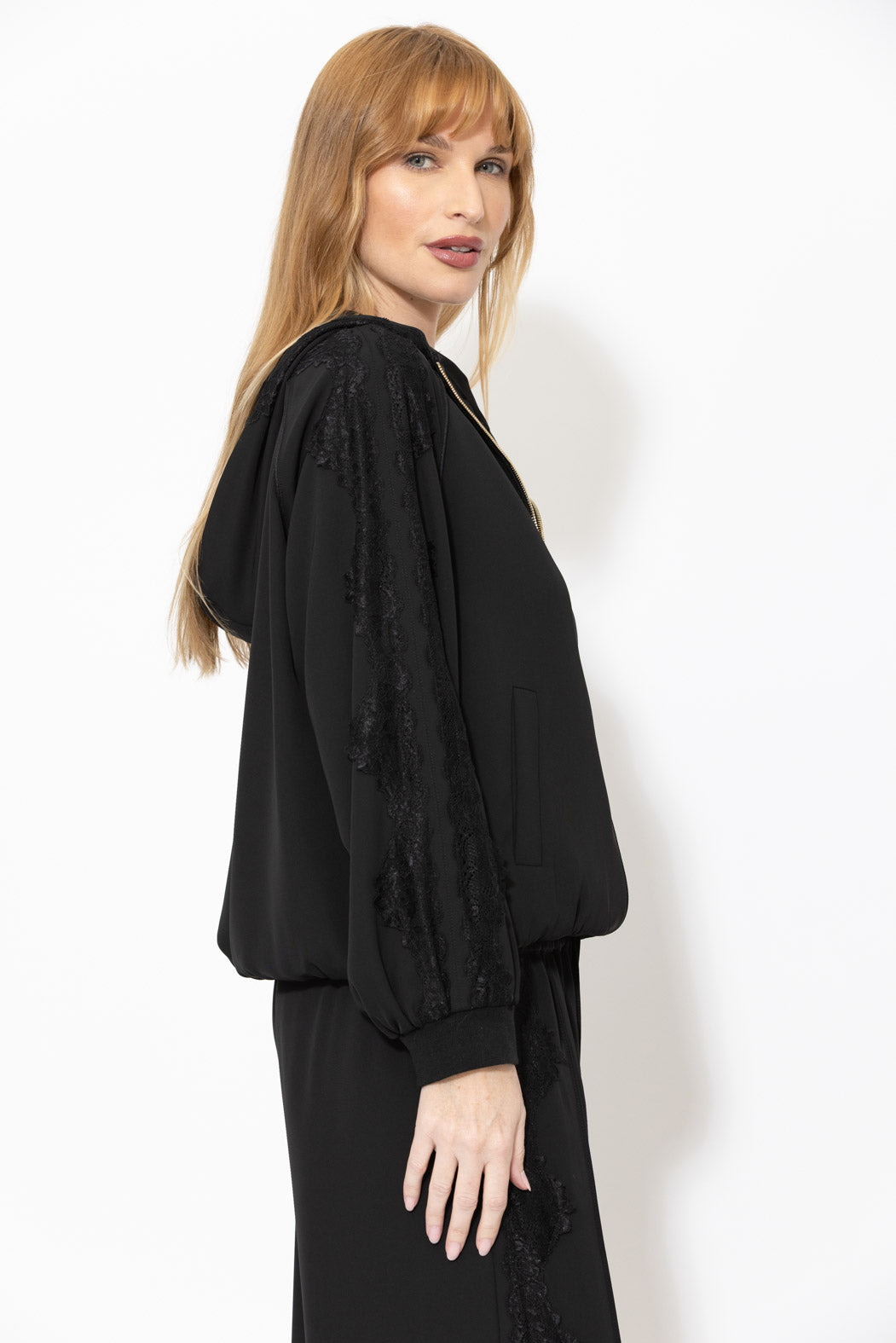 Black Euro Lace Hooded Jacket