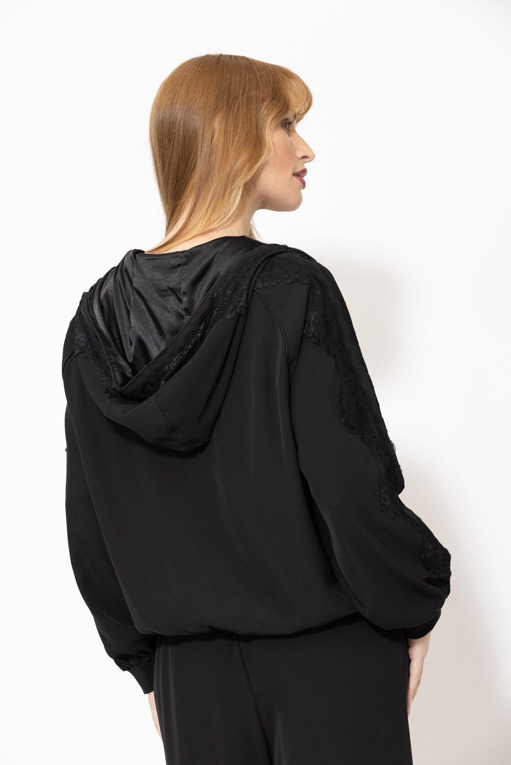 Black Euro Lace Hooded Jacket