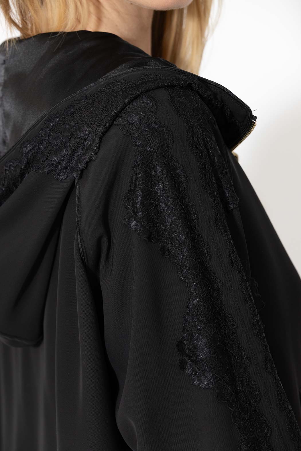 Black Euro Lace Hooded Jacket