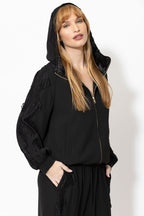 Black Euro Lace Hooded Jacket