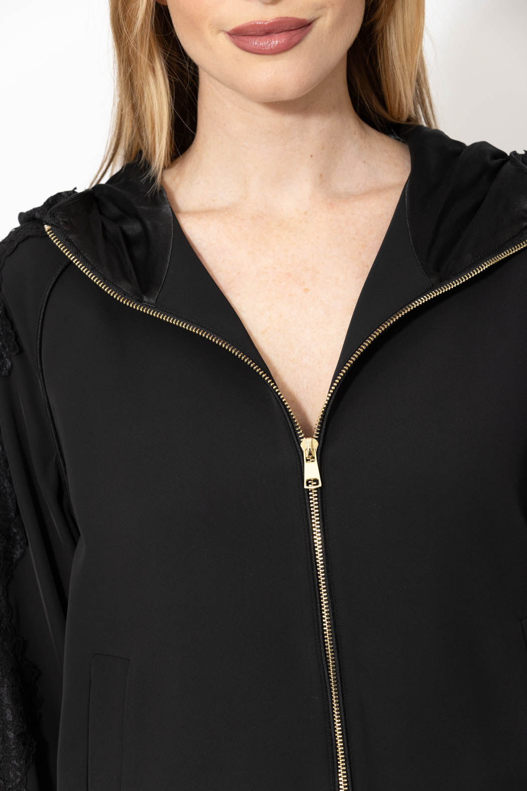 Black Euro Lace Hooded Jacket