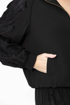 Black Euro Lace Hooded Jacket