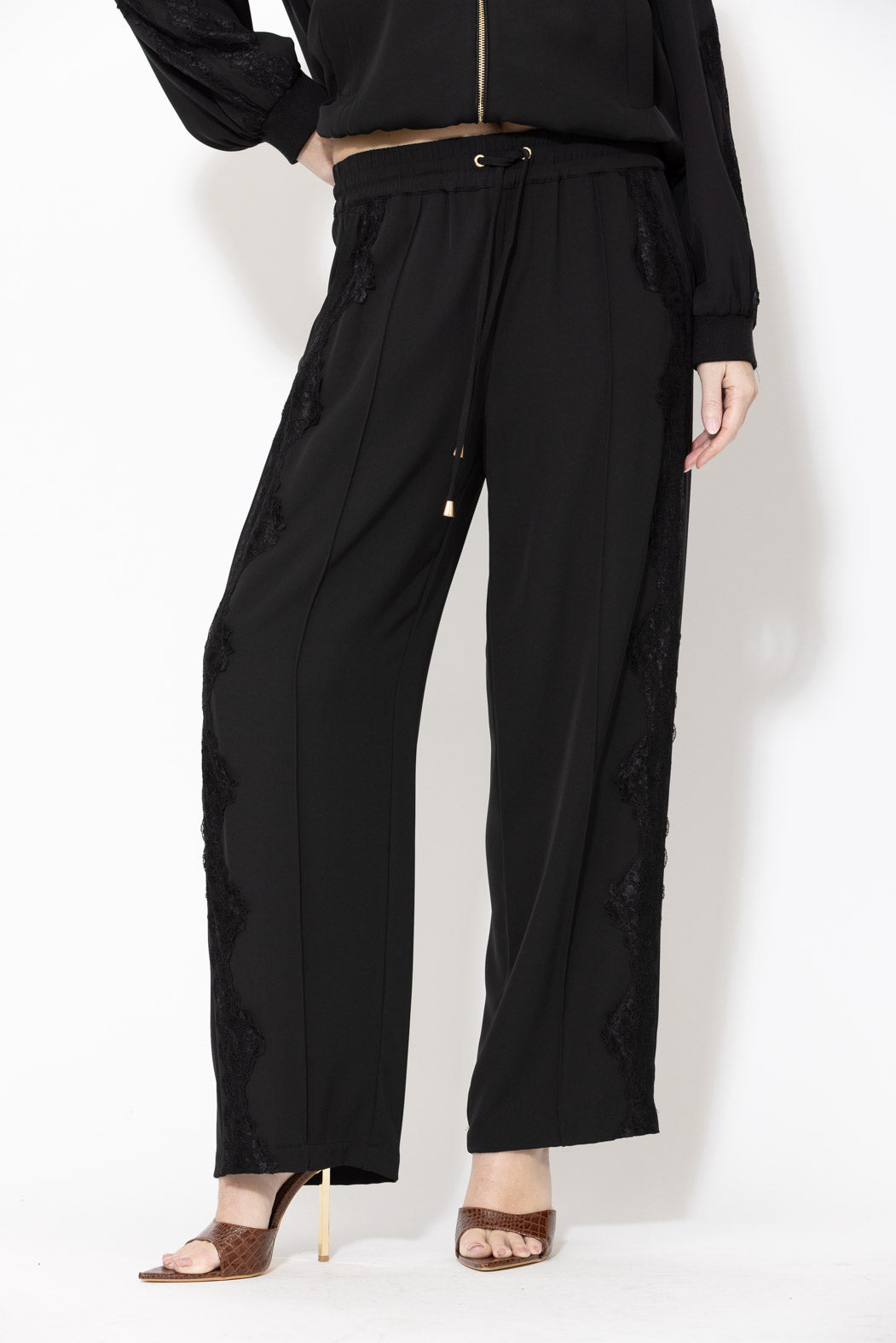 Black Euro Lace Drawstring Pant
