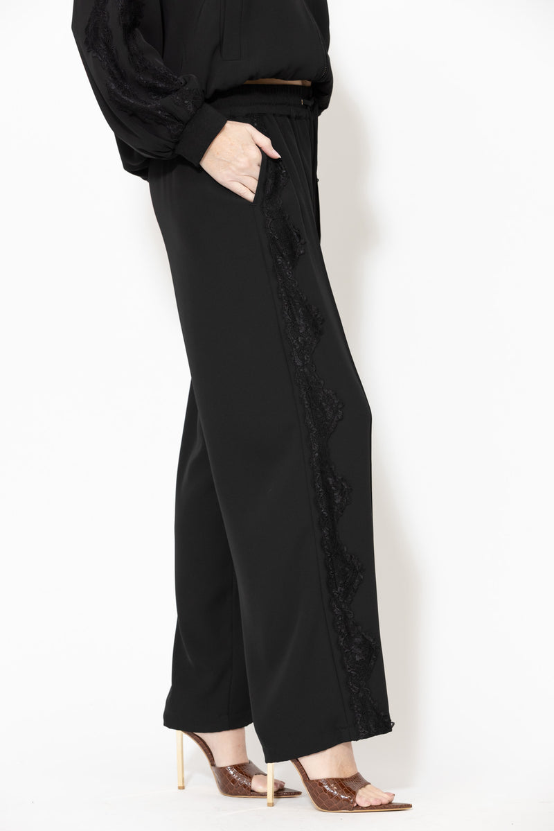 Black Euro Lace Drawstring Pant