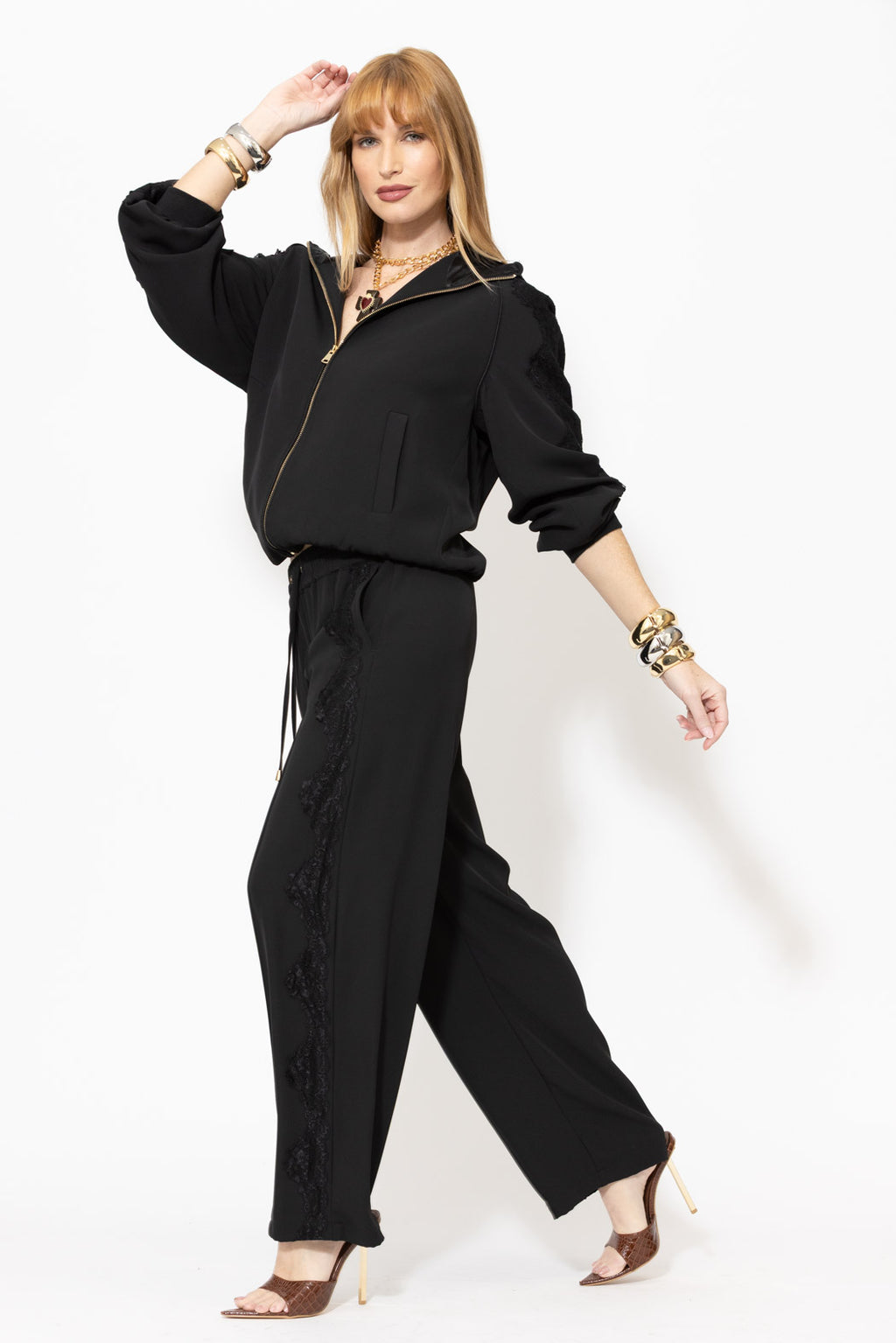 Black Euro Lace Hooded Jacket