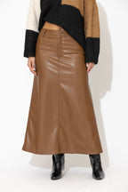 Tan Faux Leather Ocean Skirt