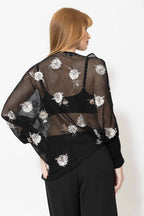 Black Embellished Drape Top