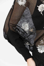 Black Embellished Drape Top