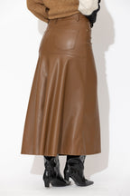 Tan Faux Leather Ocean Skirt