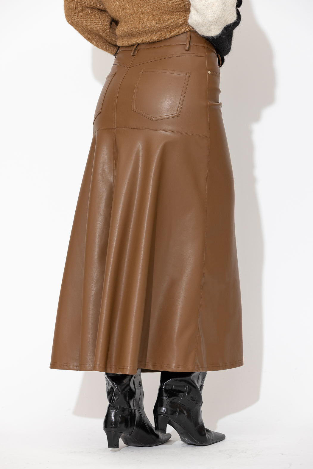Tan Faux Leather Ocean Skirt
