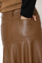 Tan Faux Leather Ocean Skirt