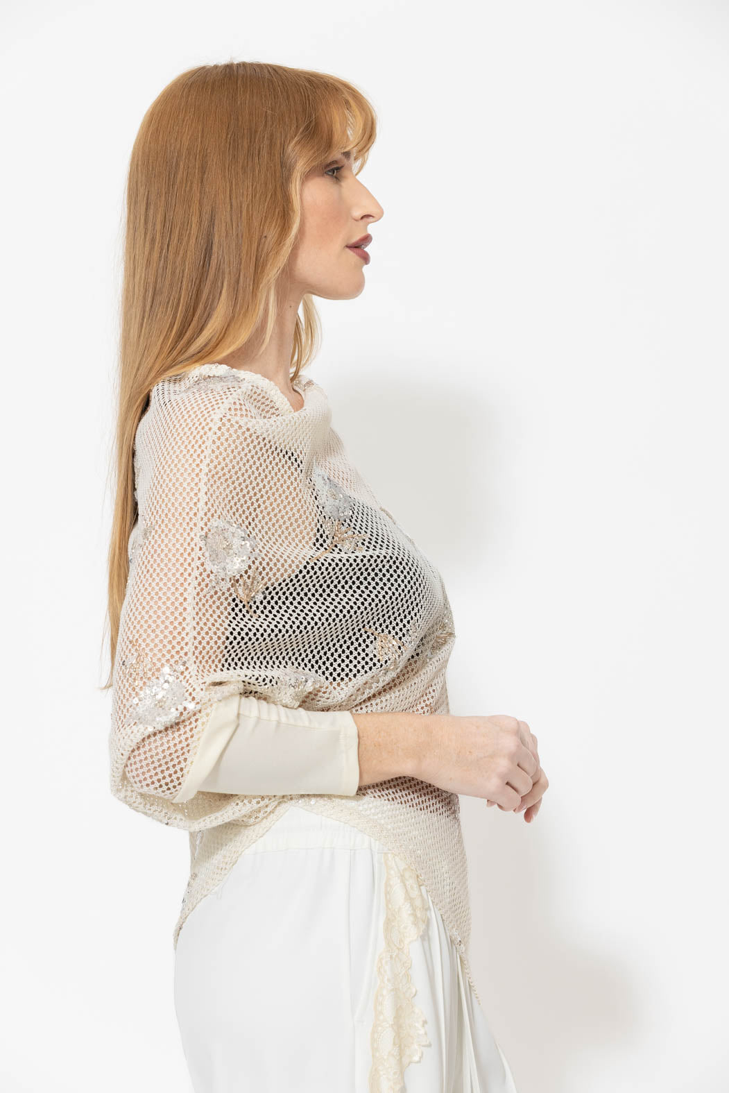 Ivory Embellished Drape Top