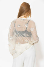 Ivory Embellished Drape Top