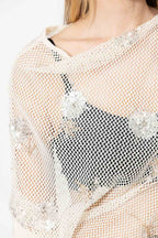 Ivory Embellished Drape Top
