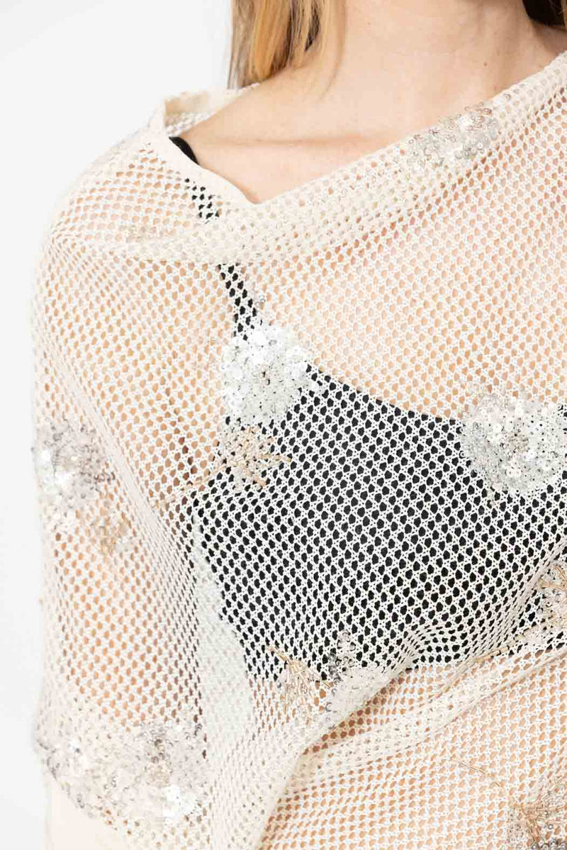Ivory Embellished Drape Top
