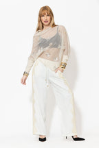 Ivory Embellished Drape Top