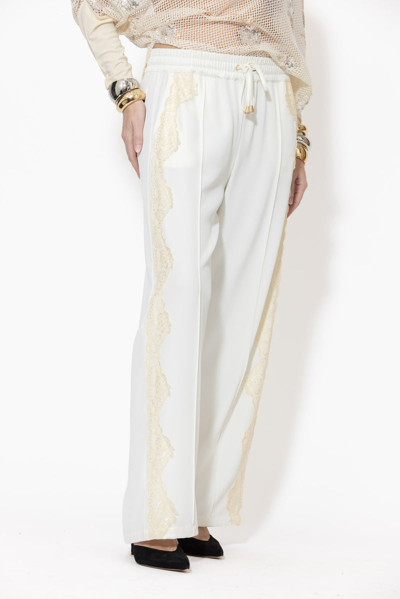 Ivory Euro Lace Drawstring Pant