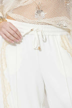 Ivory Euro Lace Drawstring Pant