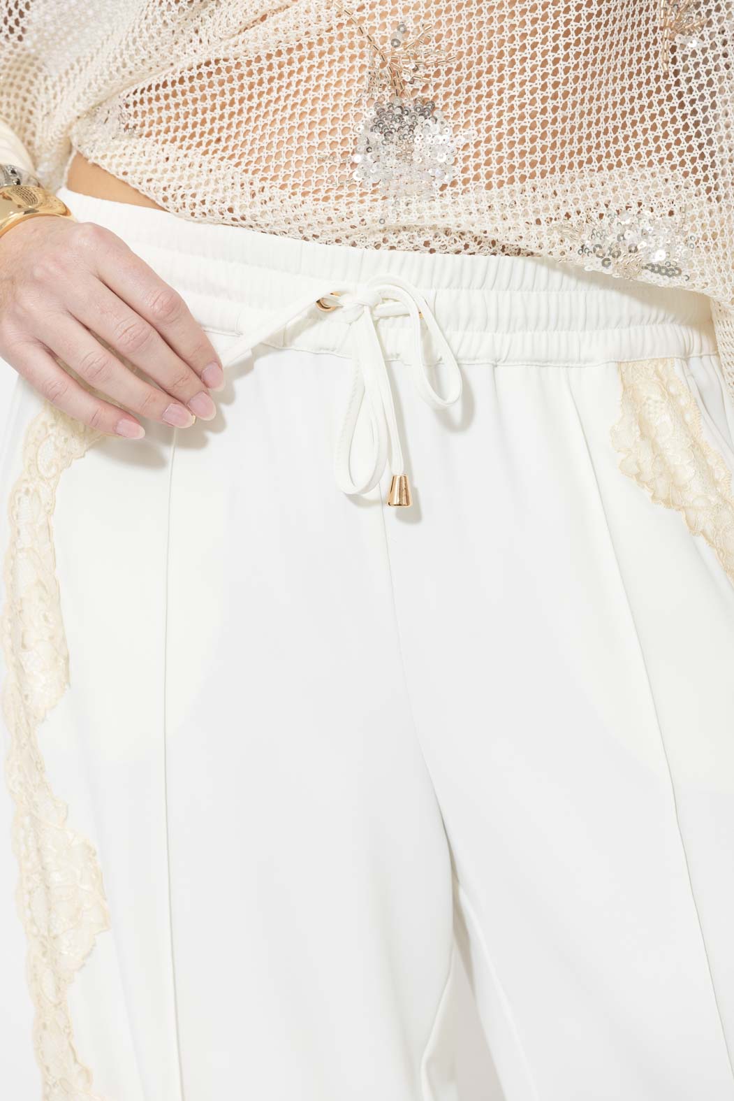 Ivory Euro Lace Drawstring Pant