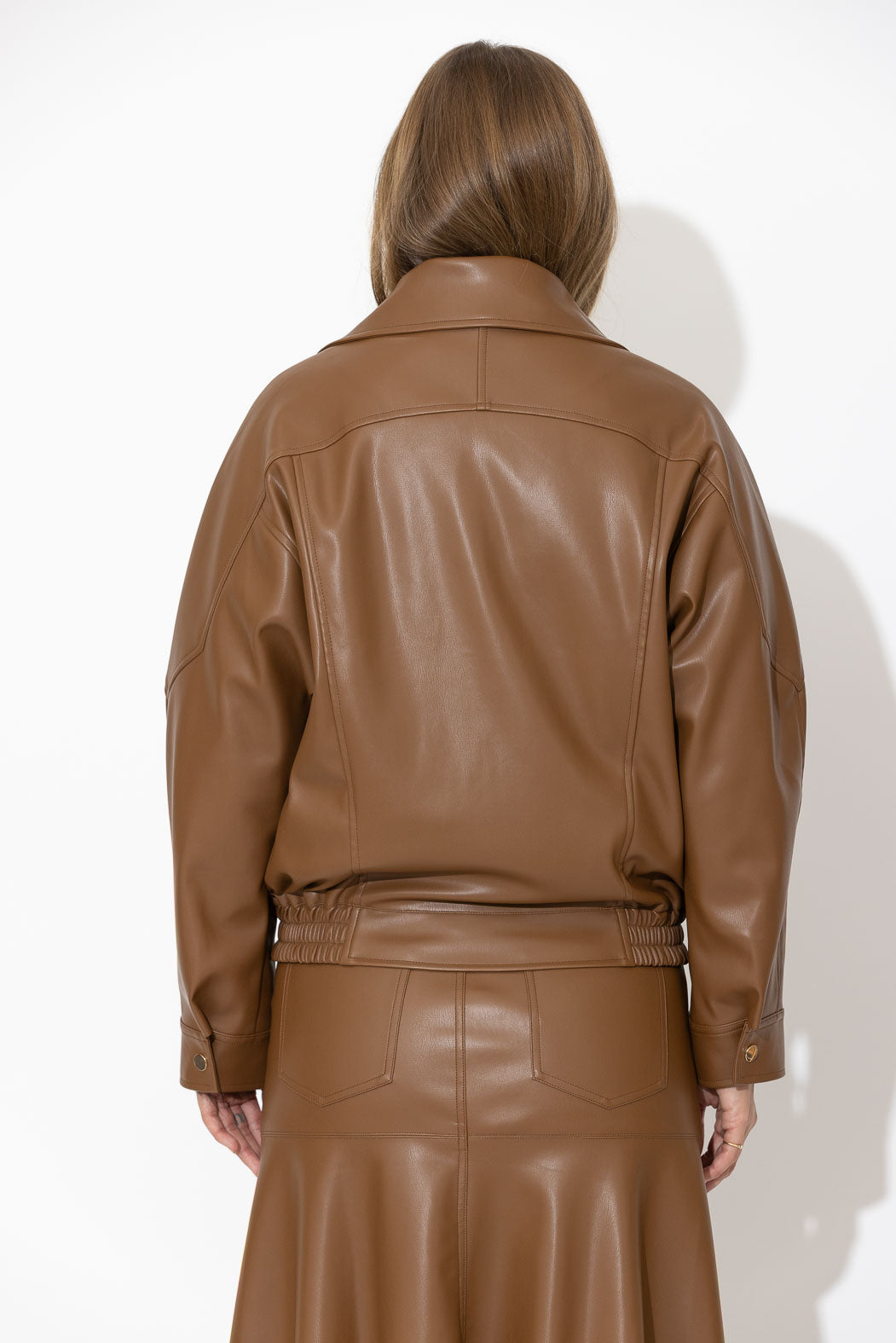 Tan Faux Leather Biker Jacket