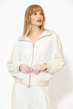 Ivory Euro Laced Hooded Jacket