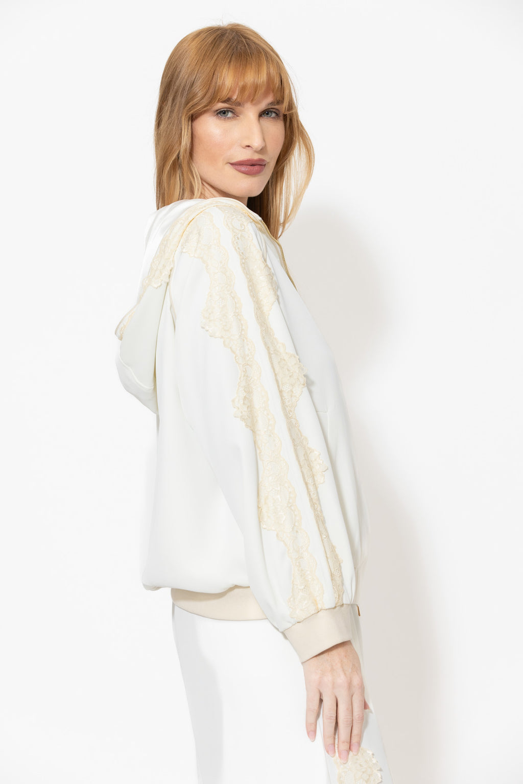 Ivory Euro Laced Hooded Jacket