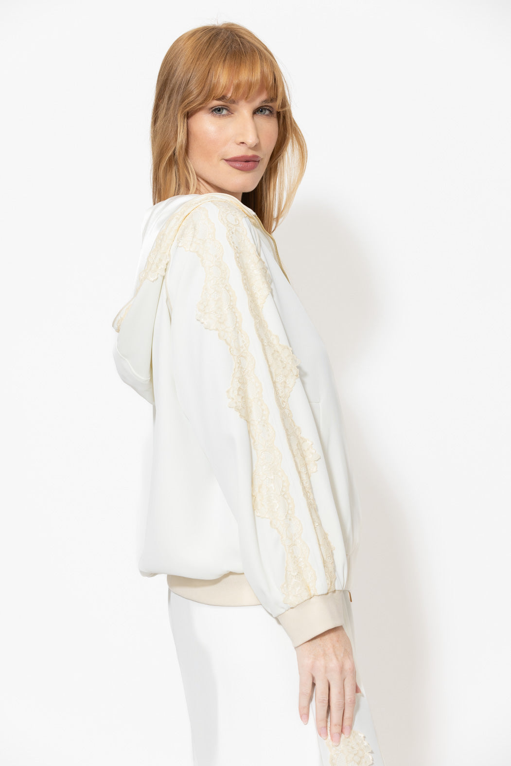 Ivory Euro Laced Hooded Jacket