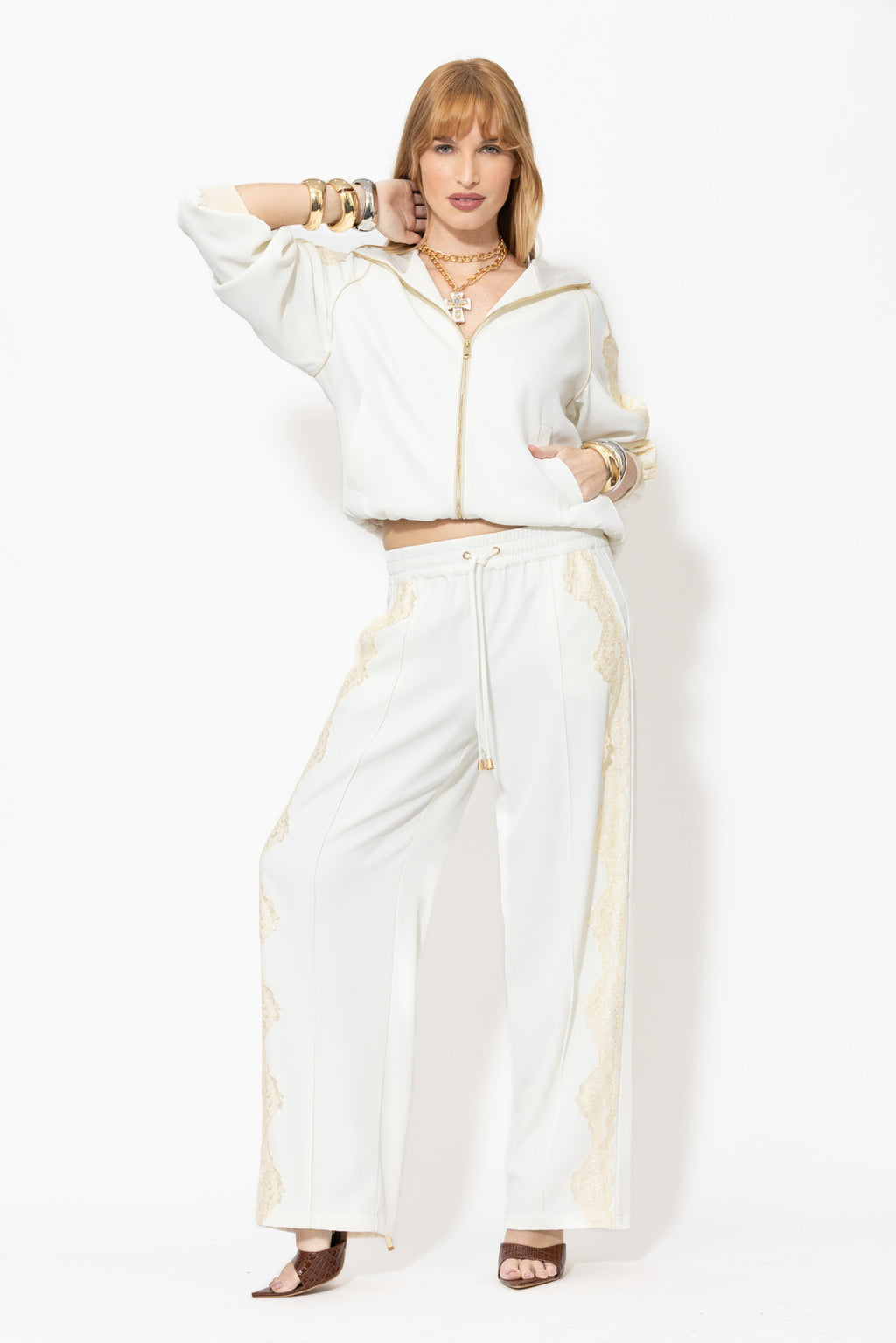 Ivory Euro Lace Drawstring Pant