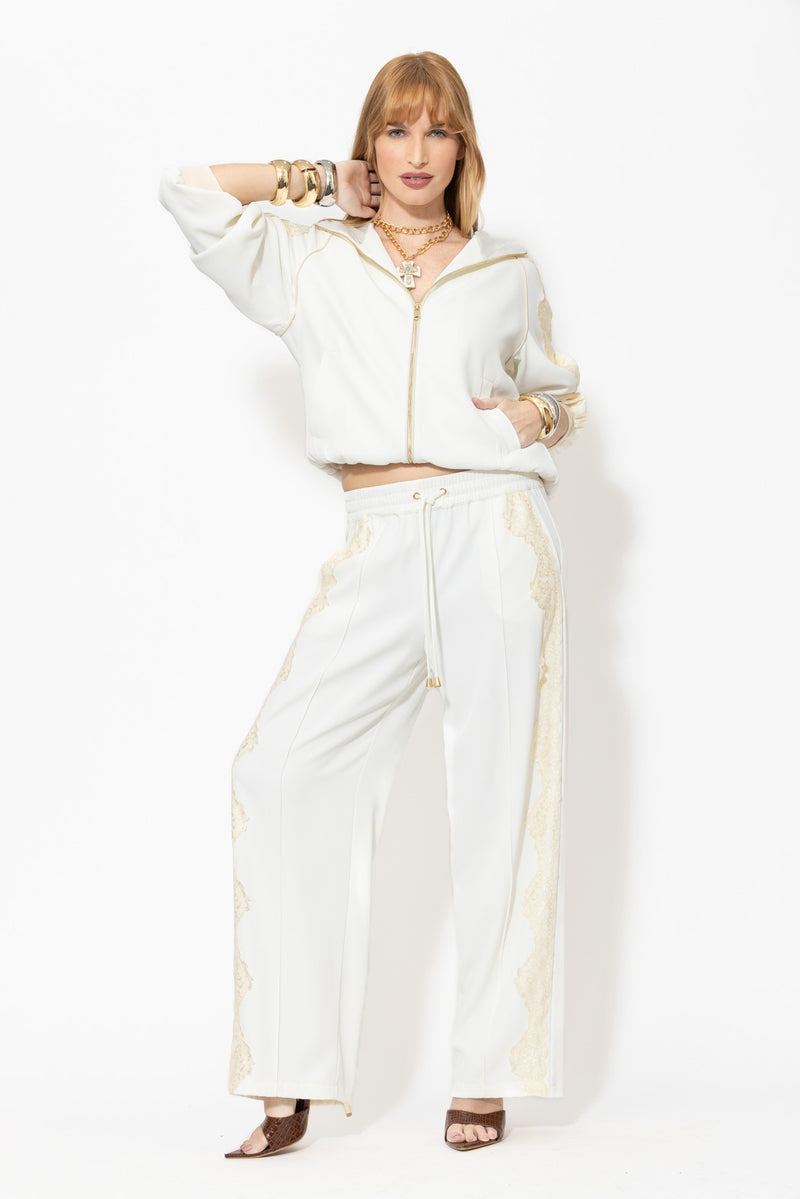 Ivory Euro Lace Drawstring Pant