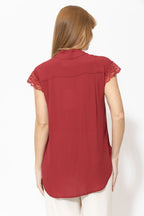 Deep Red Viscose Lace Blogger Shirt